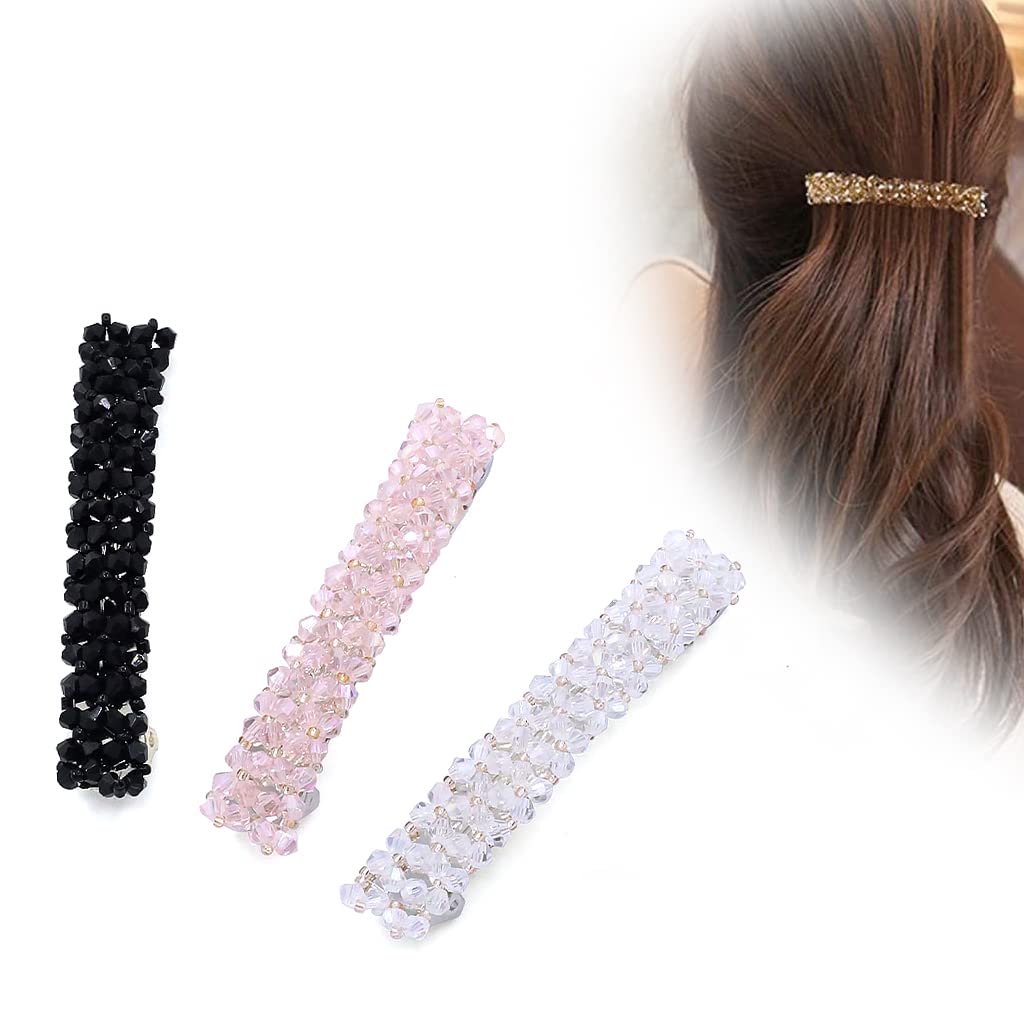 ZIBUYU Hair Pins for Women Girls Stylist Shiny Barrette Rhinestone Non-Slip Hair Pins Clips for Hair Accessories Elegant for Women & Girls Gifting (Pink, Black, White) - 3 Pcs ZIBUYU Hair Pins for Women Girls Stylist Shiny Barrette Rhinestone Non-Slip Hair Pins Clips for Hair Accessories Elegant for Women & Girls Gifting (Pink, Black, White) - 3 Pcs